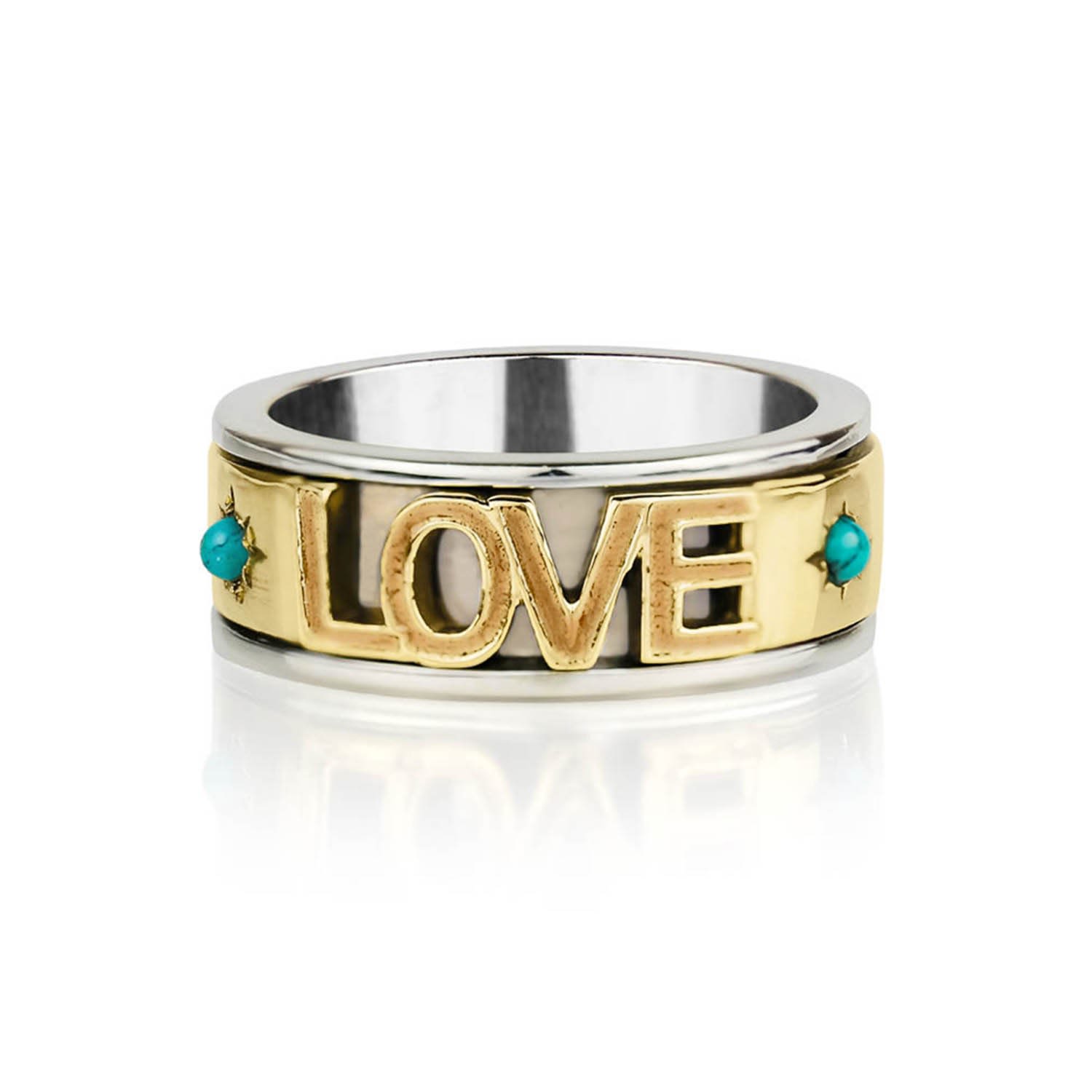 Women’s Green Love Rocks Silver Spinning Ring - Turquoise Charlotte’s Web Jewellery