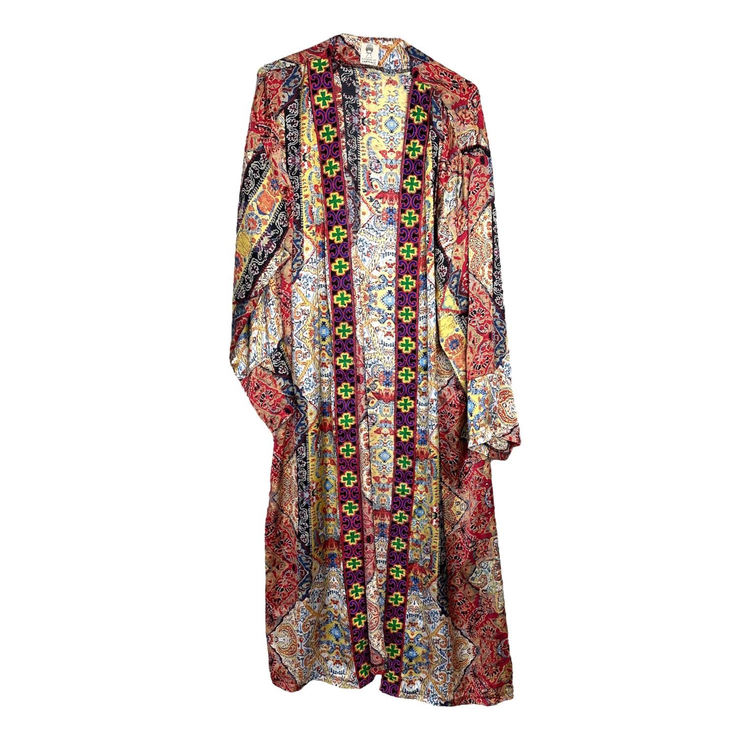 Women’s Red Porto Farina Long Kimono One Size Citizens of Carthage