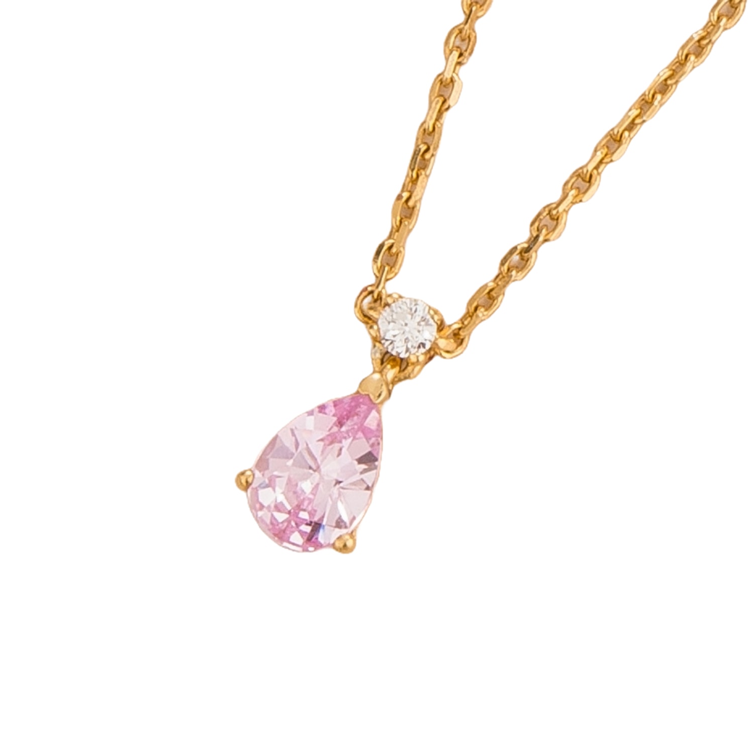 Women’s Gold / Pink / Purple Ori Small Gold Pendant Necklace Pink Sapphire & Diamond Juvetti