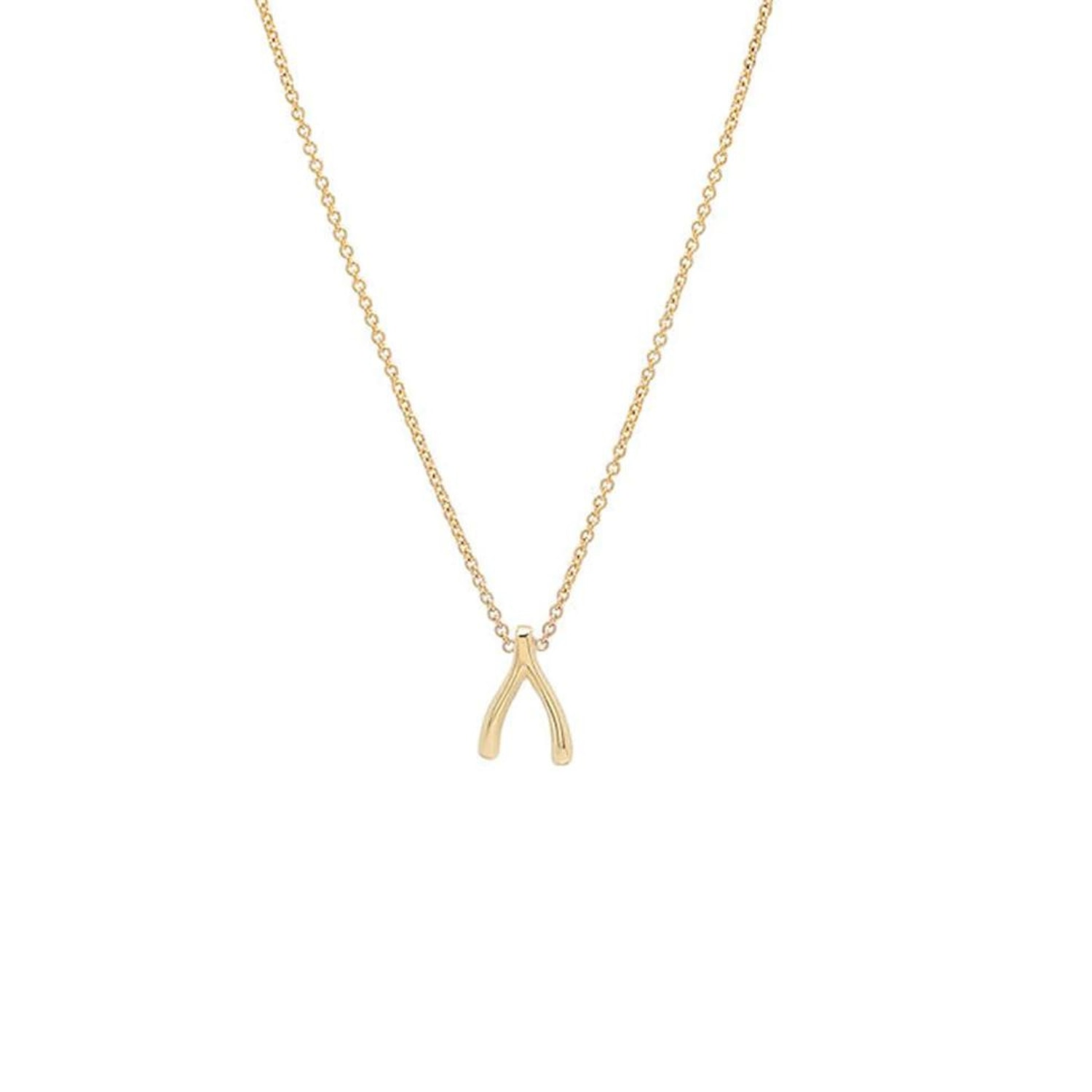 Women’s Sterling Silver Tiny Mini Wishbone Necklace - Gold Spero London