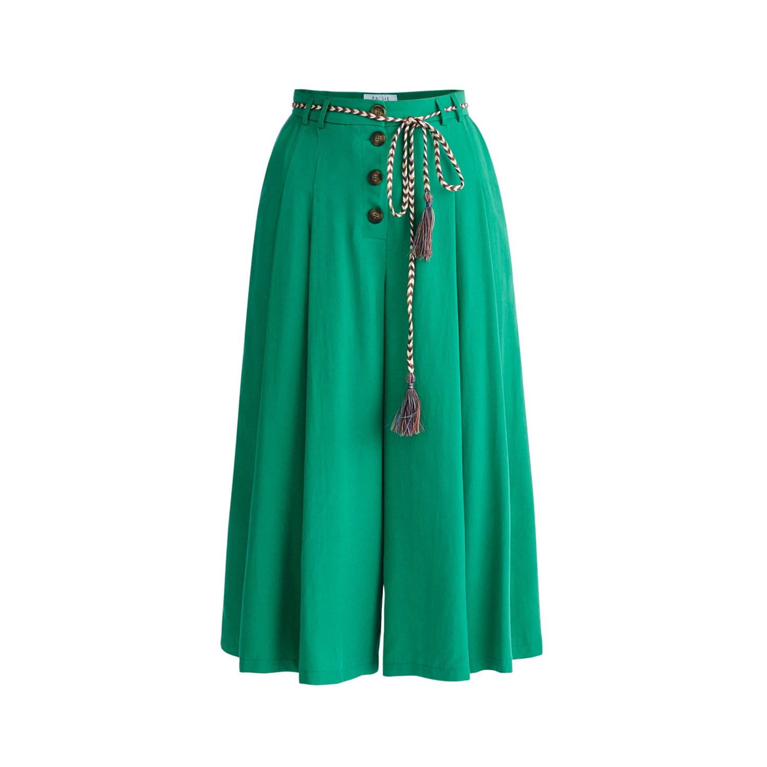 Women’s Pleated Lyocell Culottes - Green Medium Paisie