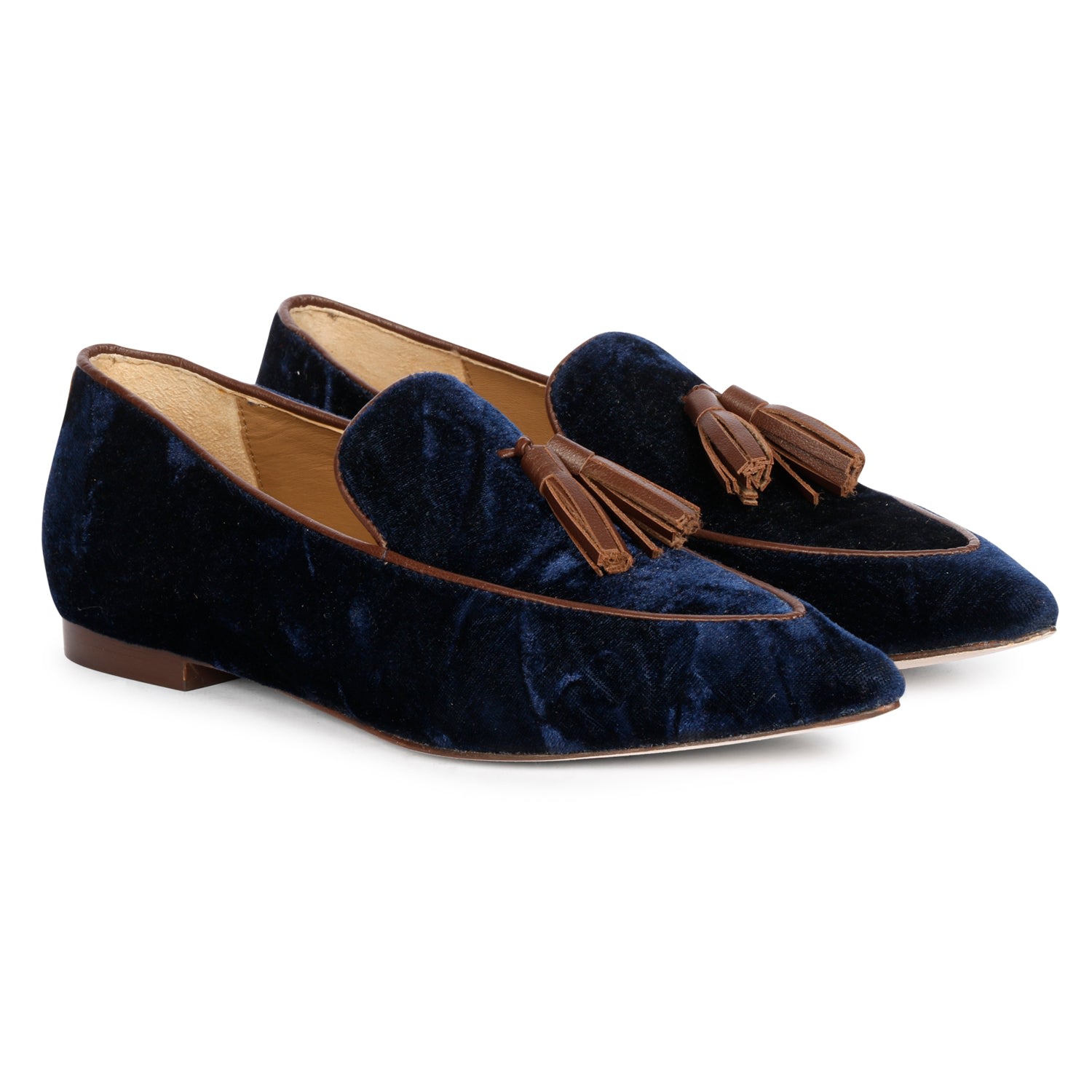 Women’s Simona Blue Velvet Tassel Moccasins 6 Uk Saint G