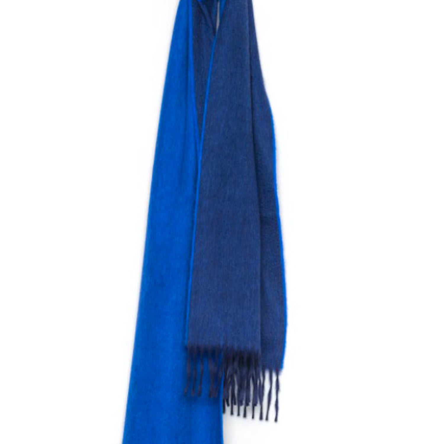 Women’s Blue Cashmere Scarf In Two Colours Either Side In Sapphire And Navy Small Emma Jane Knight