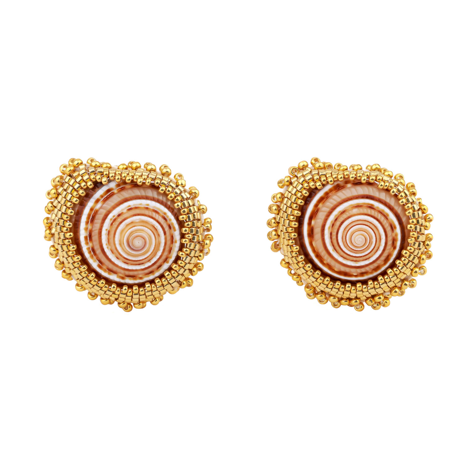 Women’s Gold / Brown La Mer Shells & Gold Beads Unique Earrings Oanasavu. creations