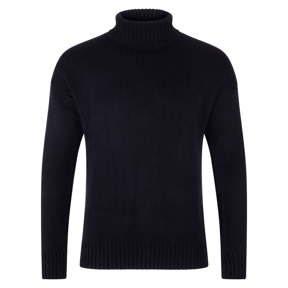 Mens Cotton Submariner Roll Neck Arthur Jumper - Black Small Paul James Knitwear