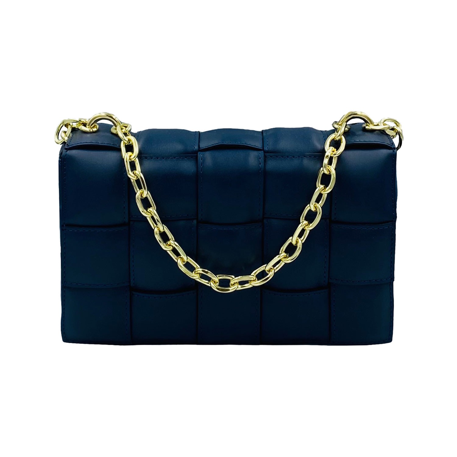 Women’s Braided Leather Handbag Navy Blue One Size Angelika Jozefczyk