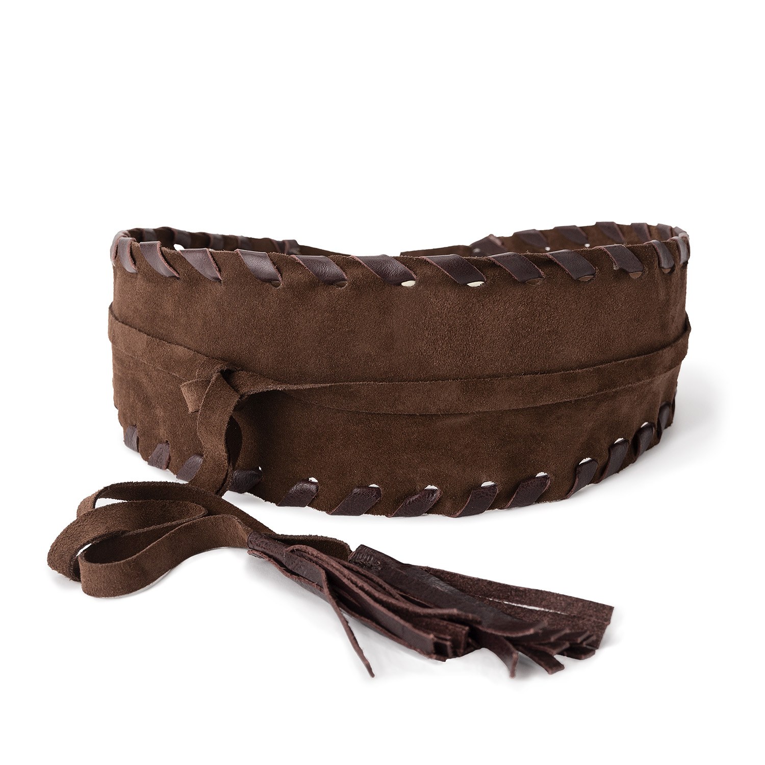 Women’s Dark Brown Suede Wrap Belt With Tassels Large Juan-Jo