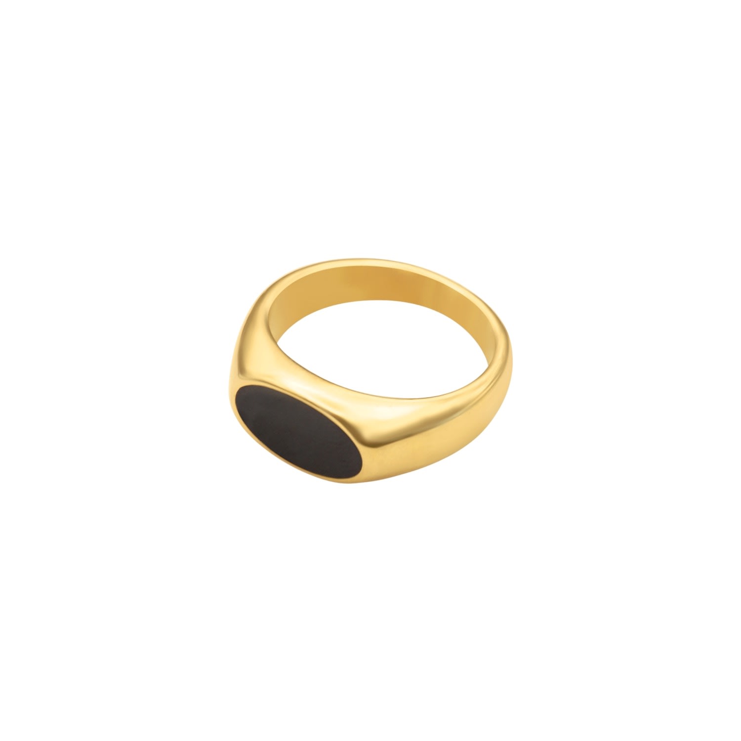 Women’s Gold / Black Black Enamel Stacking Ring Water Resistant La Côte Club