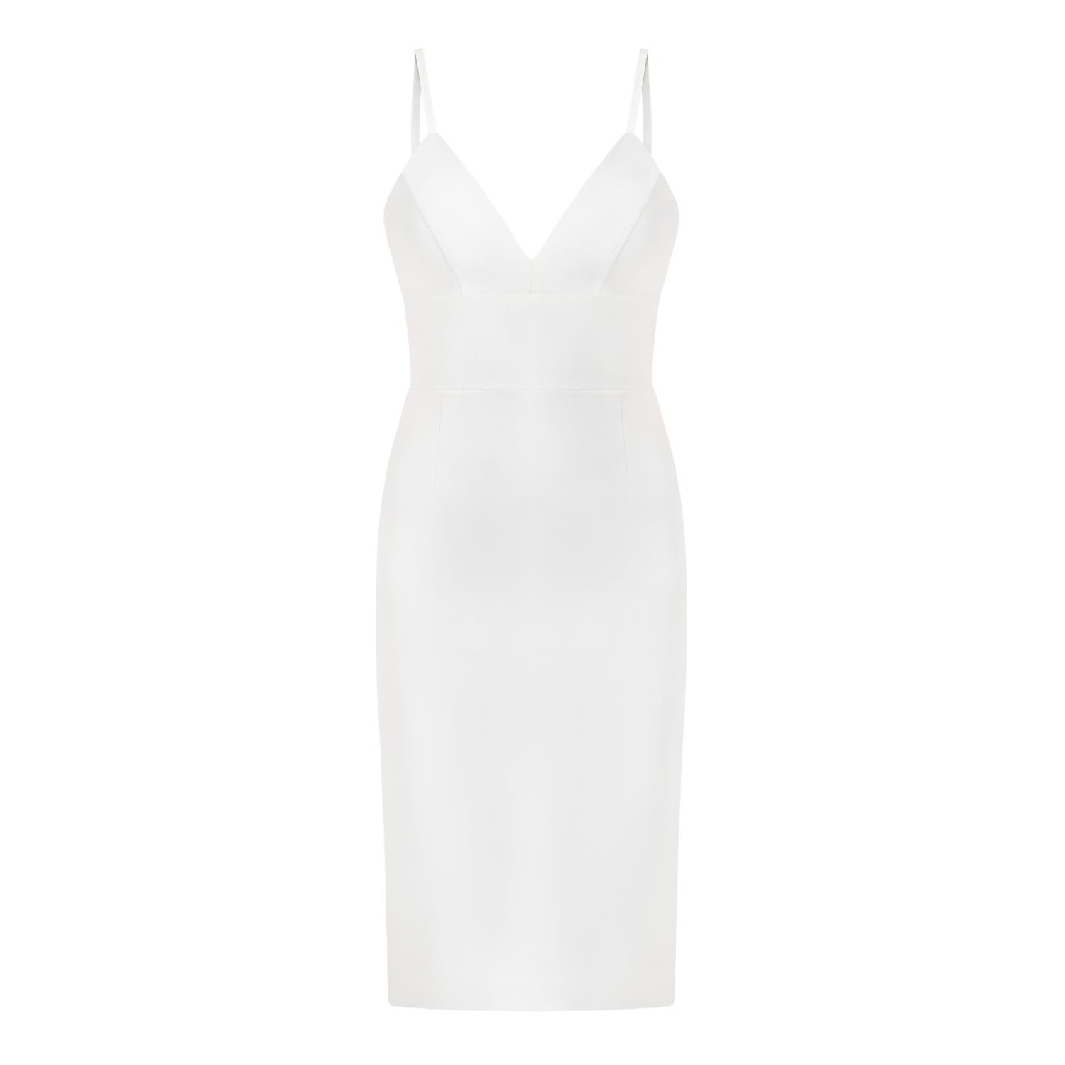 Women’s Bold Simplicity V-Neckline Midi Dress - Pearl White Small Tia Dorraine