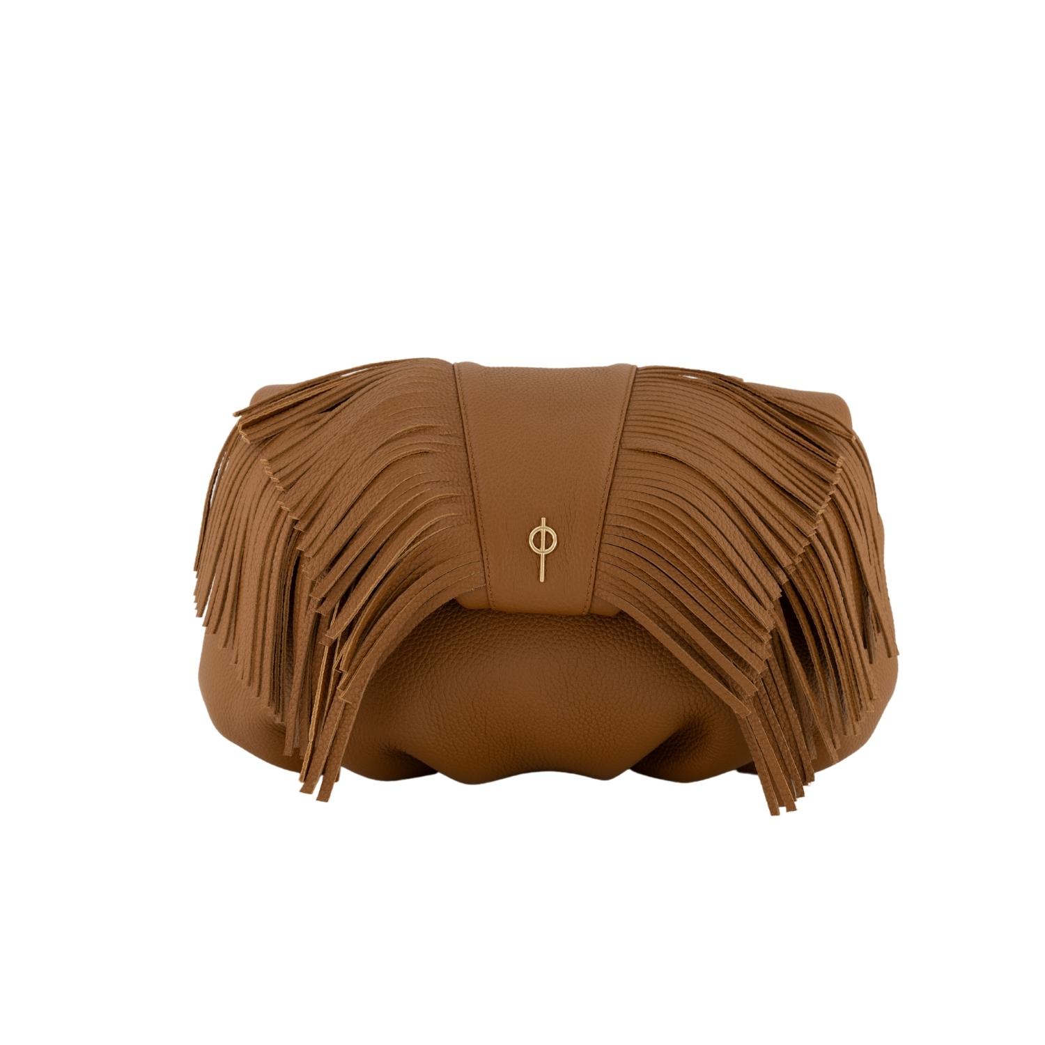 Women’s Brown Fringe Leda Clutch Tan Otrera