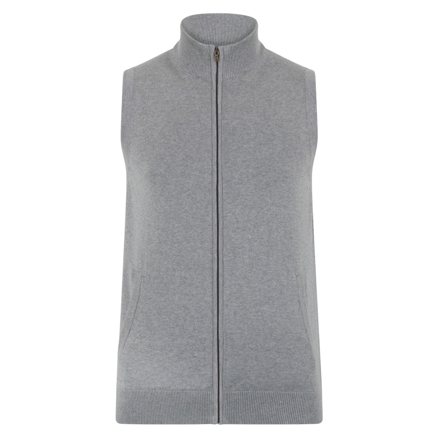 Mens Lightweight Cotton Zip Through Andrew Gilet - Ash Grey Medium Paul James Knitwear