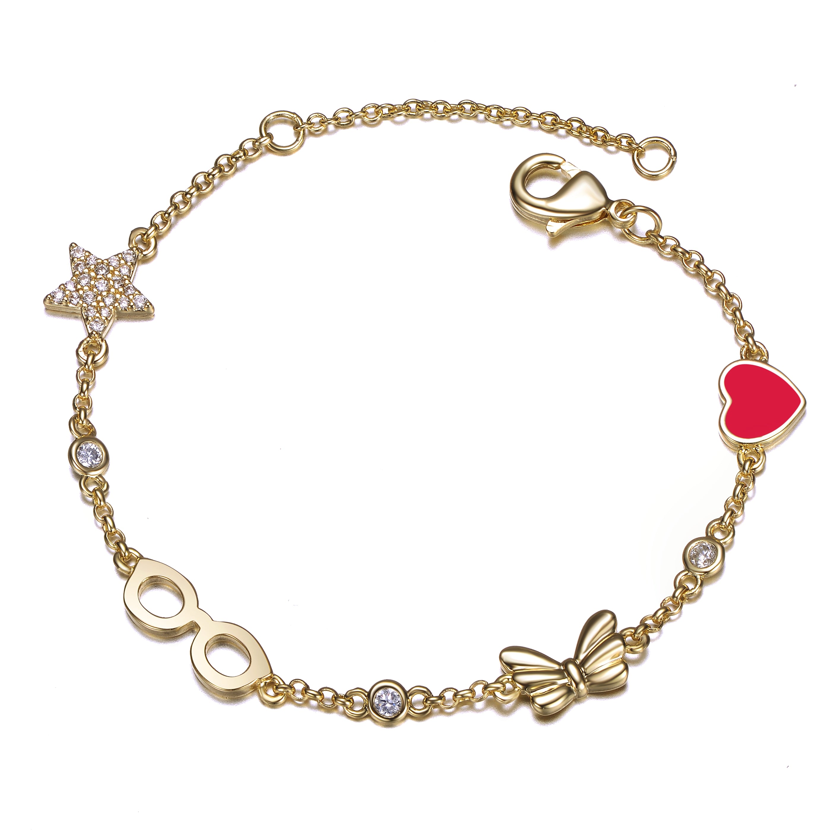 Women’s Gold / White Rachel Glauber Gold Plated Bracelet For Kids-Young Adults Genevive Jewelry