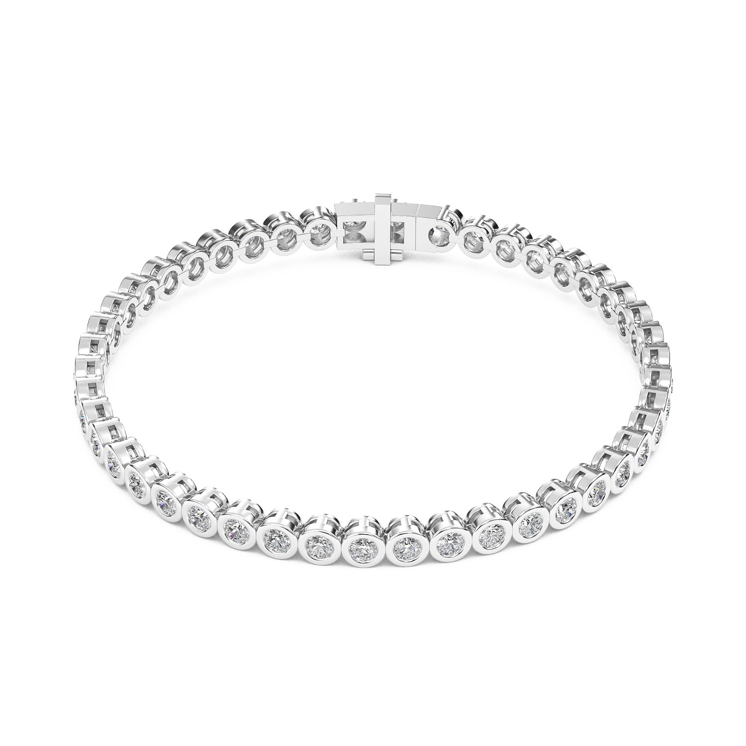 Women’s White Round Diamond Bezel Tennis Bracelet Itara Jewelry