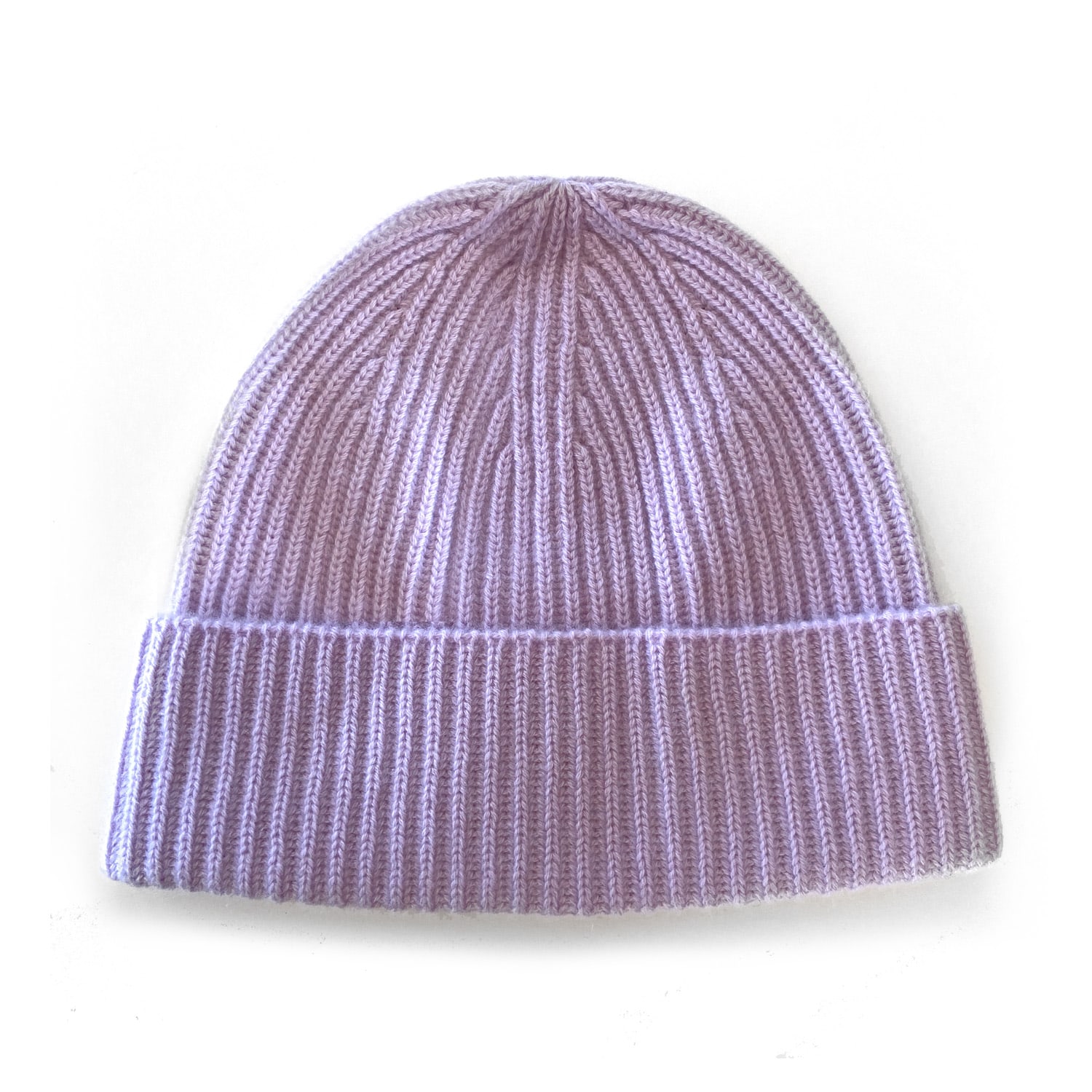 Women’s Pink / Purple Milan Cashmere English Rib Turn-Up Beanie In Lilac One Size Cheeky Goats