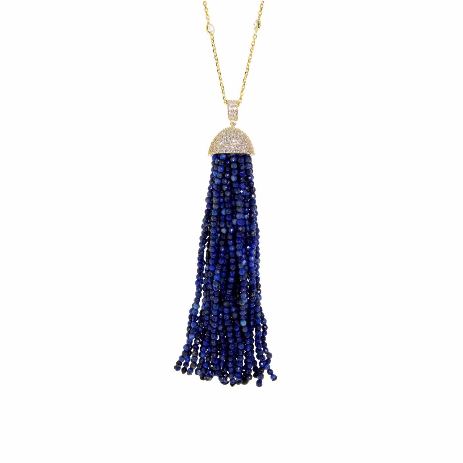 Women’s Blue Lapis Tassel Necklace Cosanuova