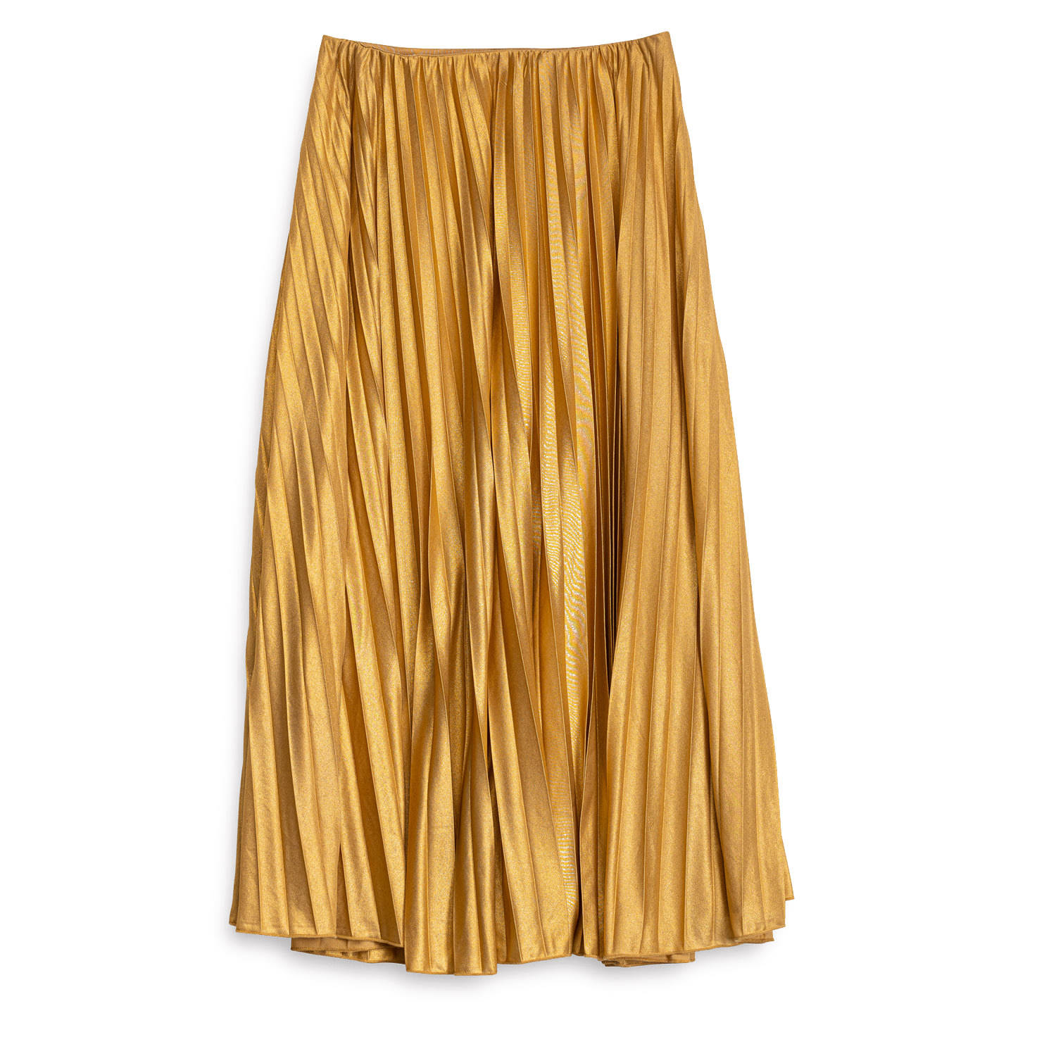 Women’s Yellow / Orange Metallic Pleated Midi Skirt Gold Large Niza