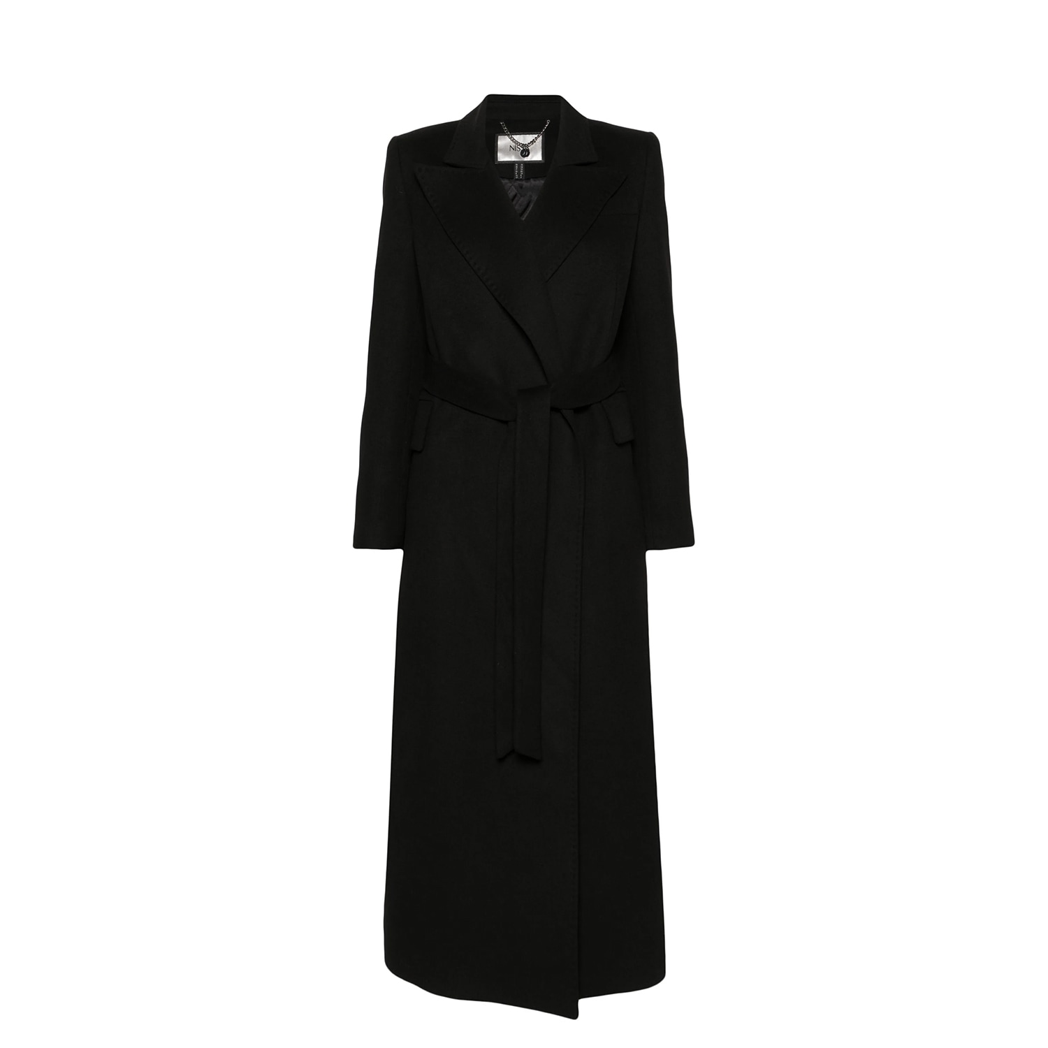 Women’s Belted Wrap Coat Black Medium Nissa