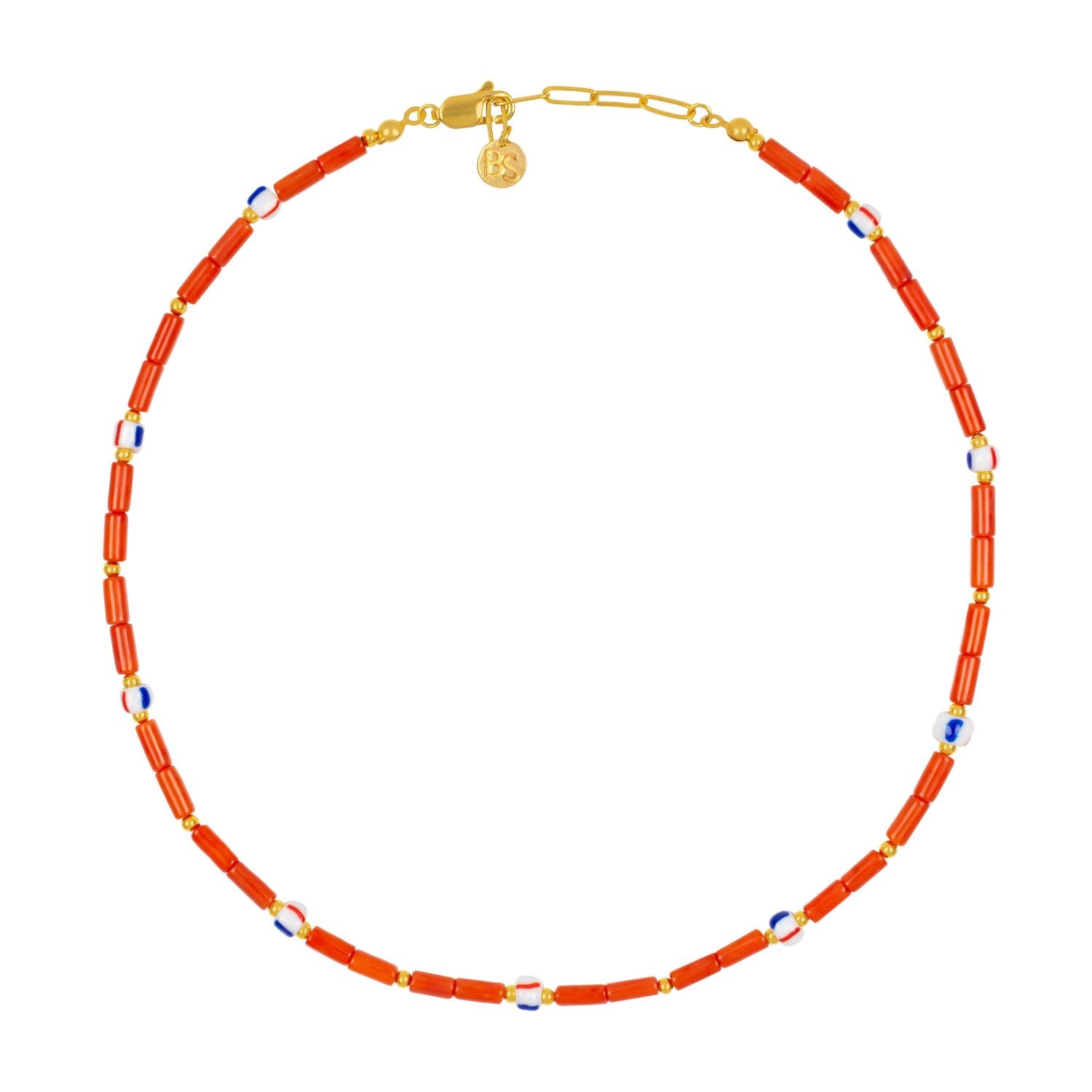 Women’s Gold / White / Red Beach Necklace I No.6 Bonjouk Studio