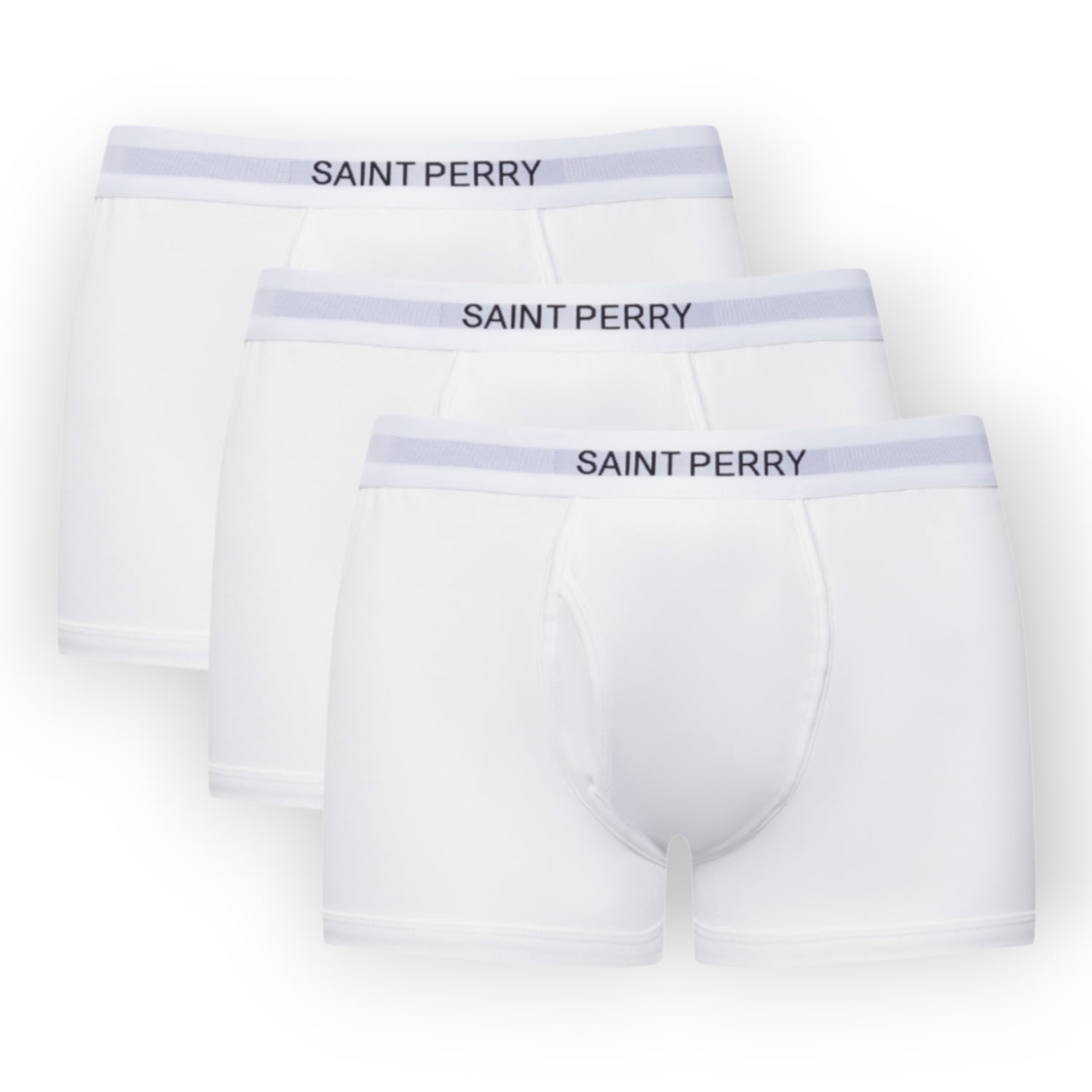 Men’s Cotton Boxer Brief Three Pack- All White Extra Large Saint Perry