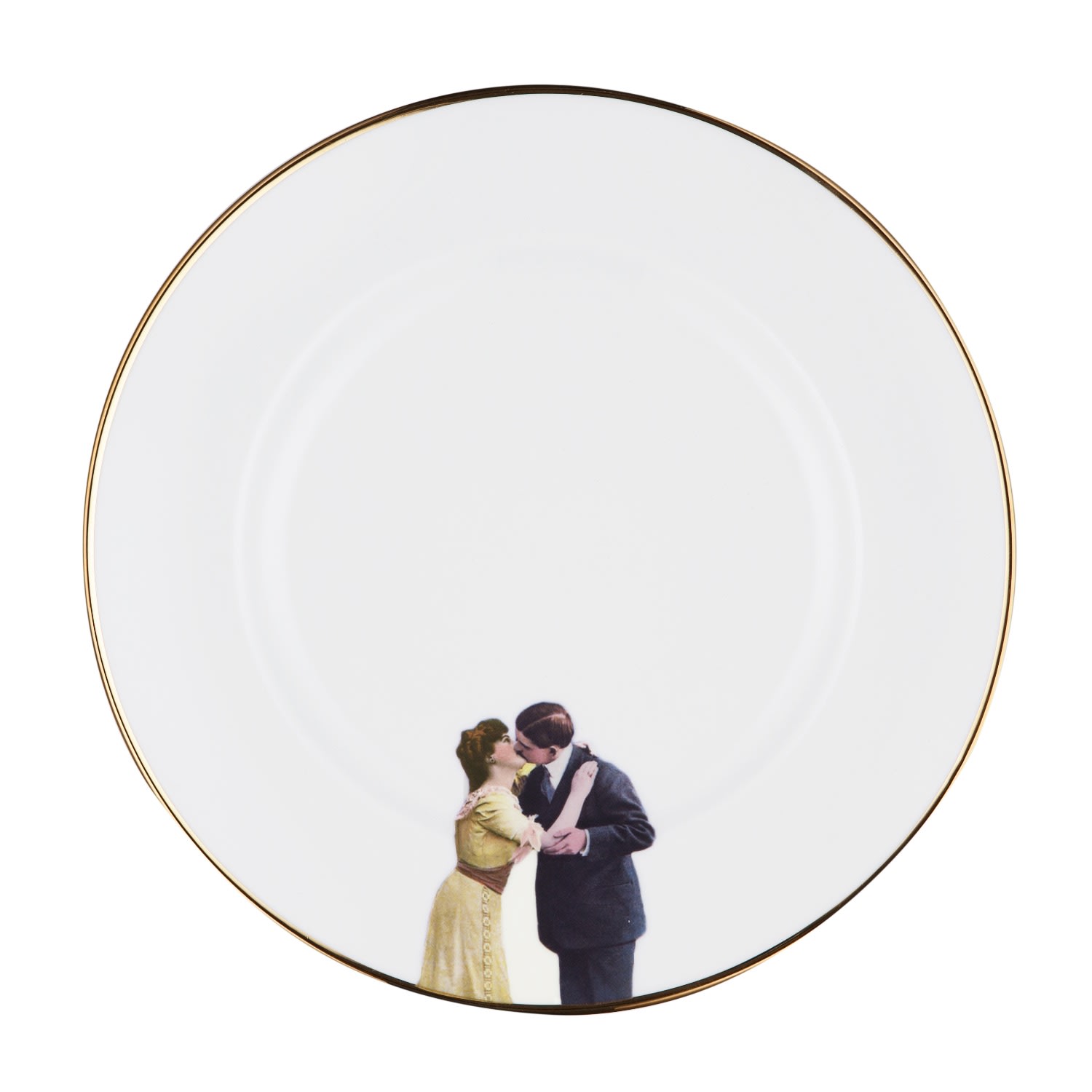 White Kissing Couple Dinner Plate Melody Rose London