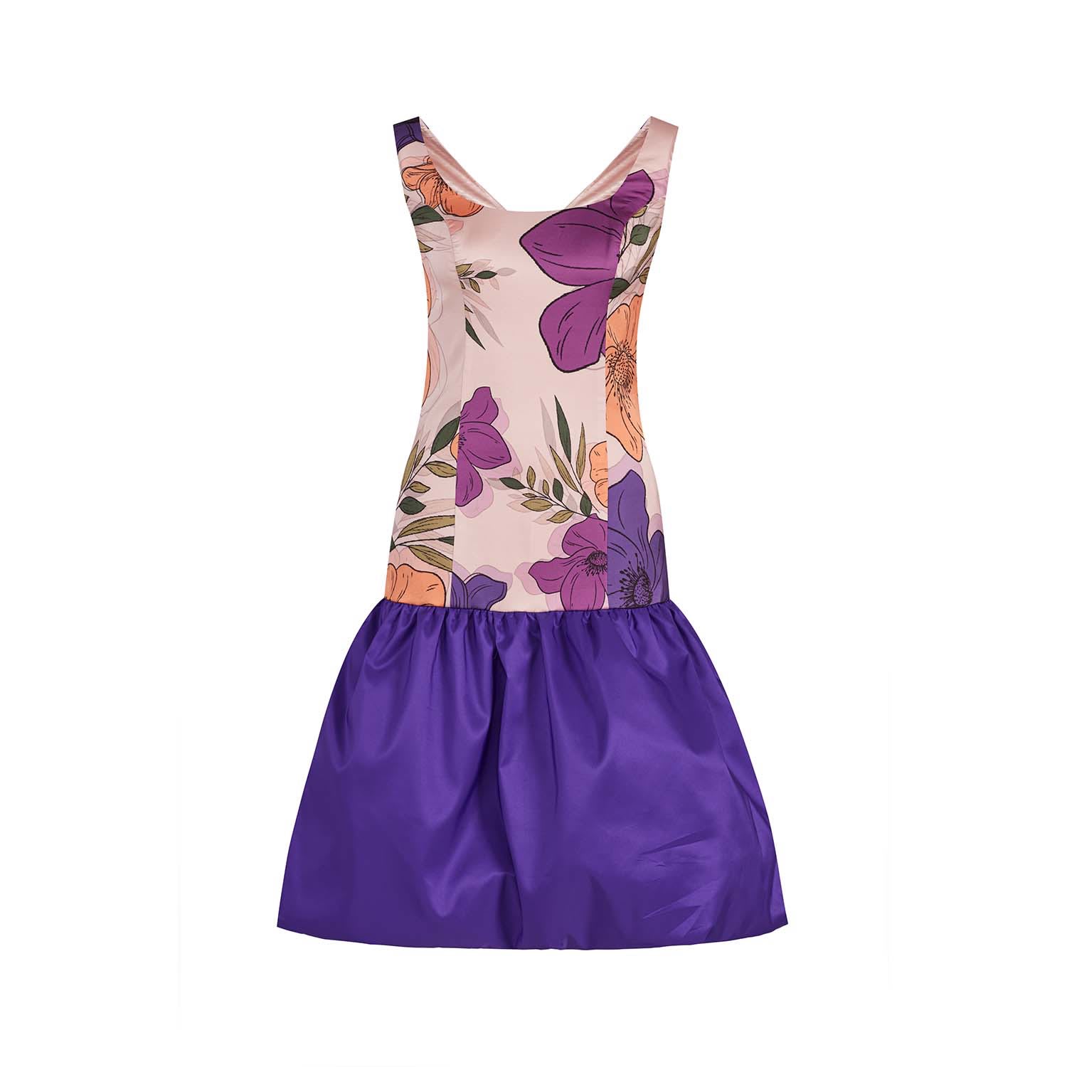 Women’s Pink / Purple Cheope Dress Printed Flower - Valentine’s Day Edition Small Roqaia Fashion House