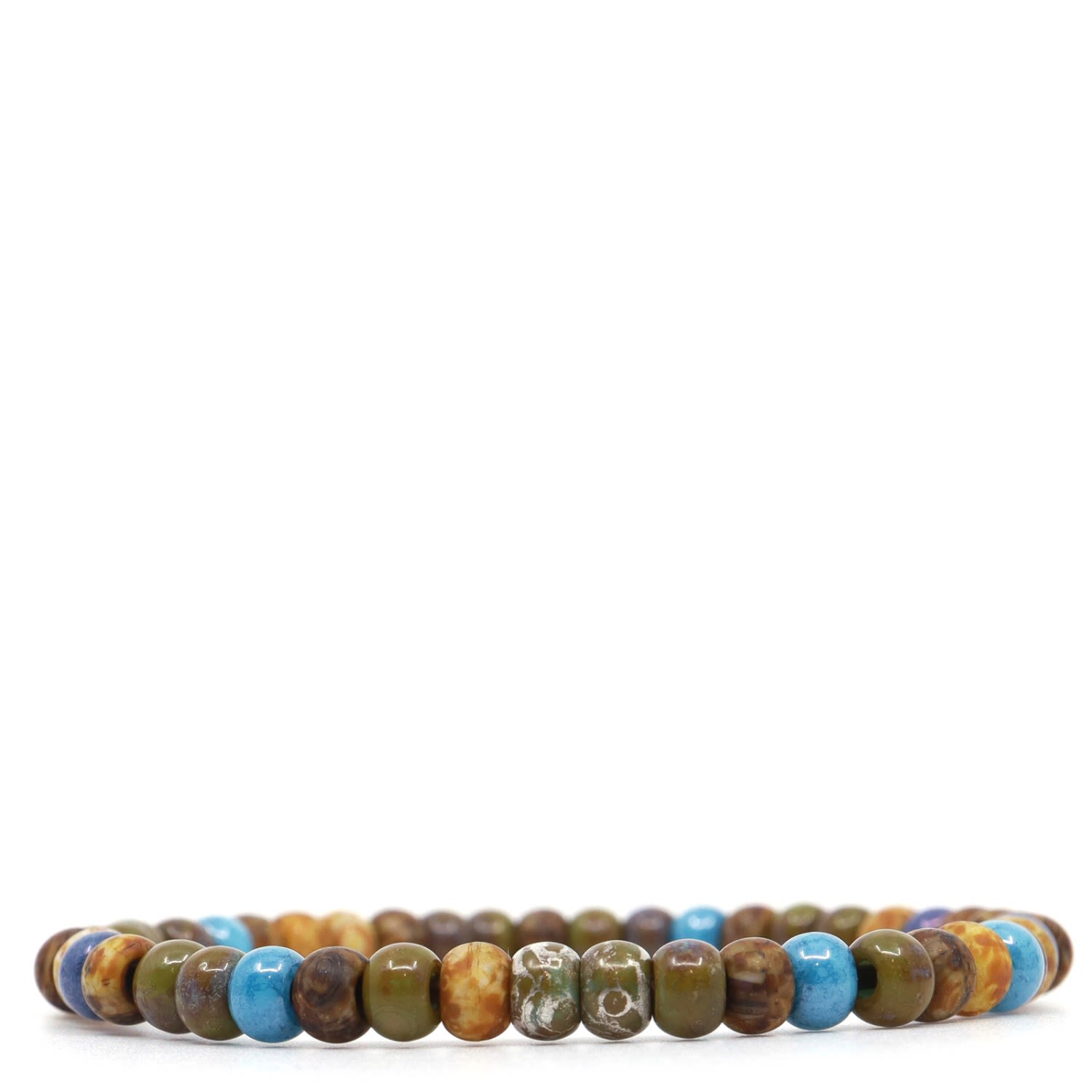 Men’s Green / Blue / Pink Blue, Green & Brown Czech Picasso Beaded Bracelet Shar Oke