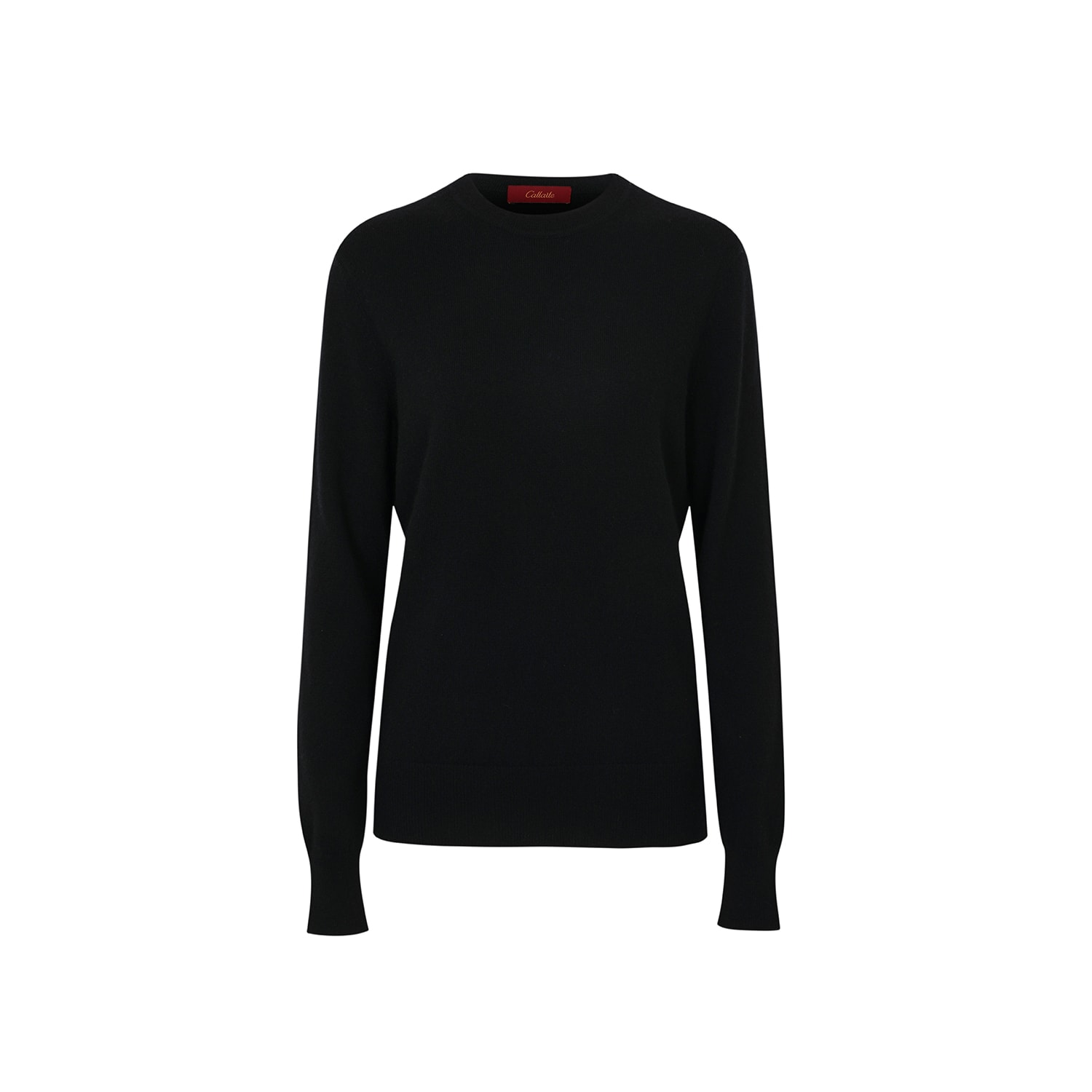 Women’s Crew-Neck Ribbed Cashmere Sweater-Black Medium Callaite