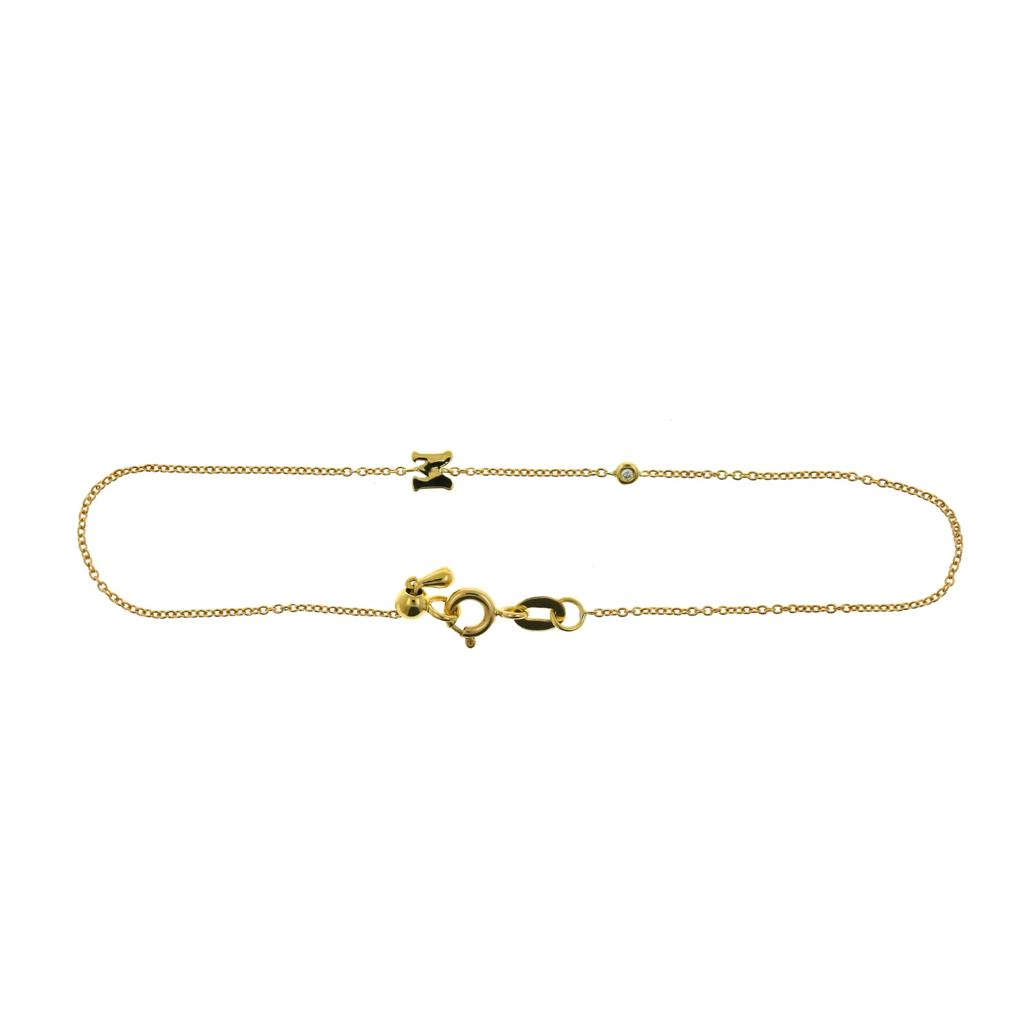 Women’s Yellow Gold Initial Diamond Bracelet Genevieve Collection