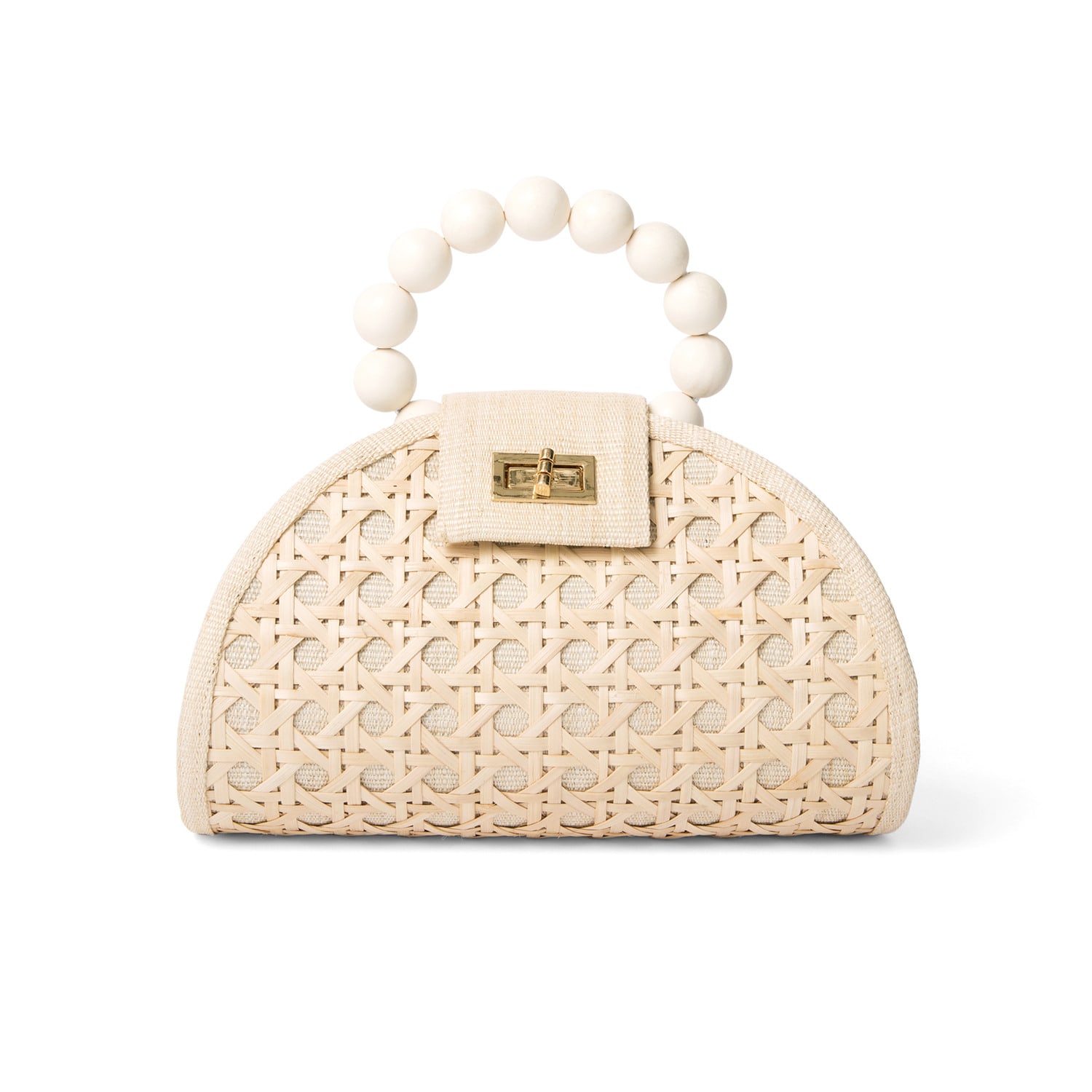 Women’s The Bella Cream & White Rattan Woven Handbag Soli & Sun