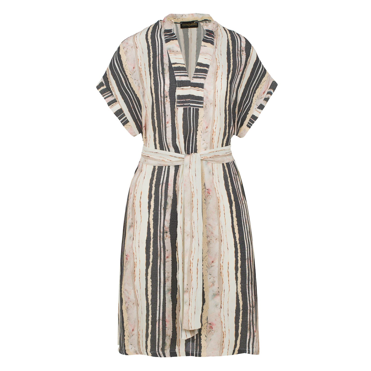 Women’s Stripe Print Sleeveless Dress With Side Slits Small Conquista