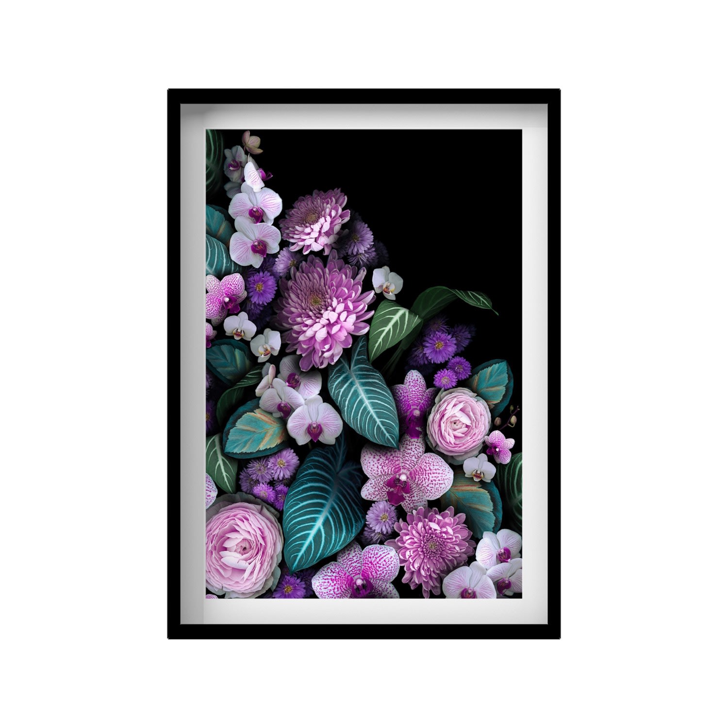 Black / Pink / Purple Orchid Print A3 297 X 420Mm Francesca Wild