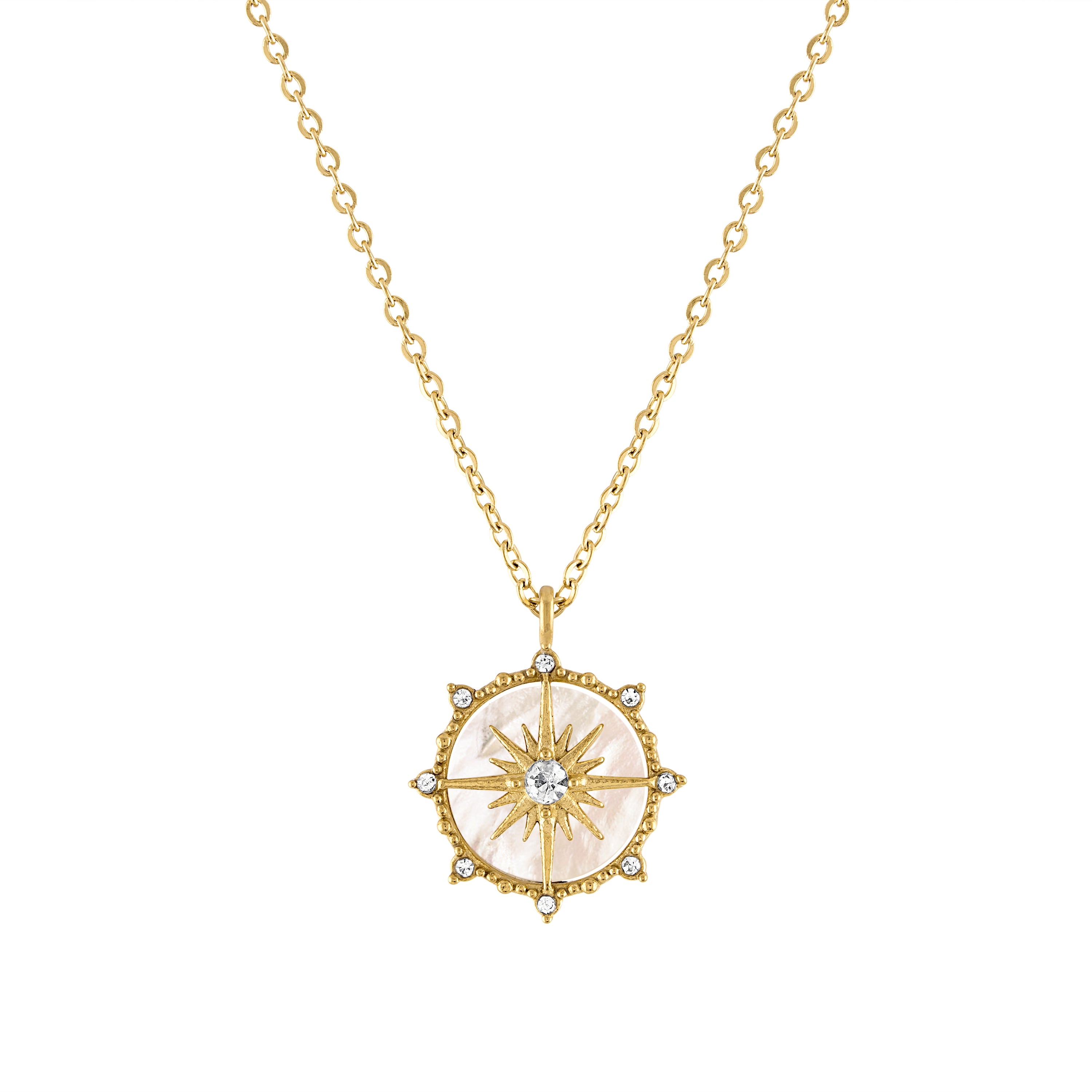 Women’s Gold Pearl North Star Pendant Necklace Olivia Le