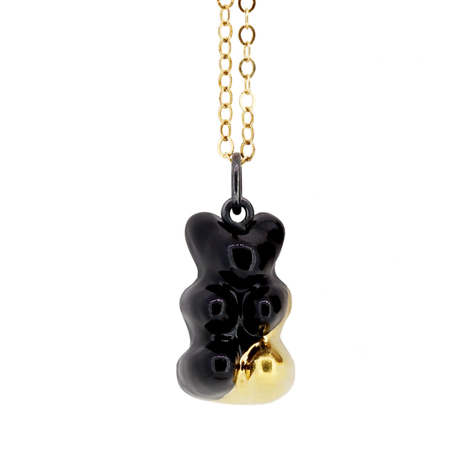 Women’s Gummy Bear Necklace - Black Gold Dipped CjÂ·314