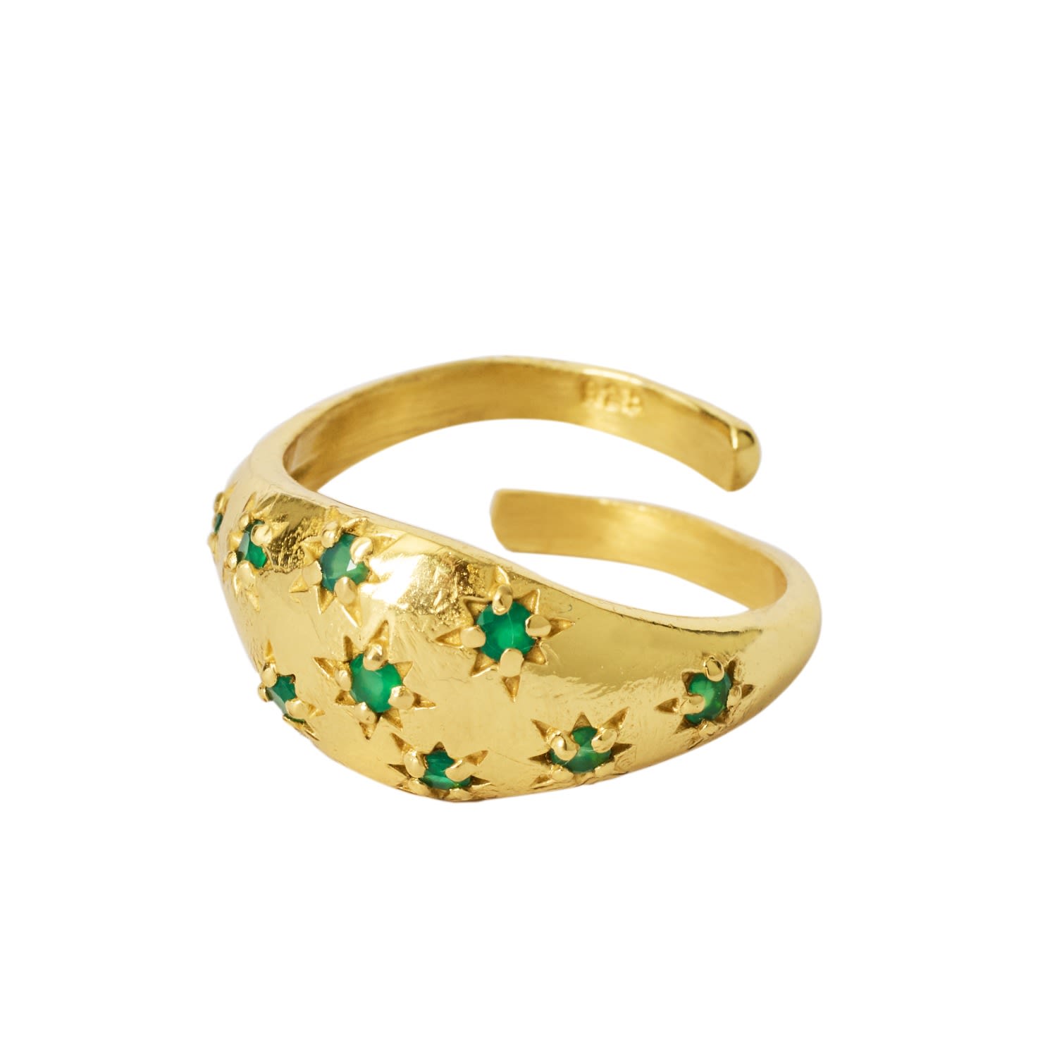 Women’s Gold / Green Precious Daughter Green Onyx Gemstone Gold Vermeil Ring Yaa Yaa London