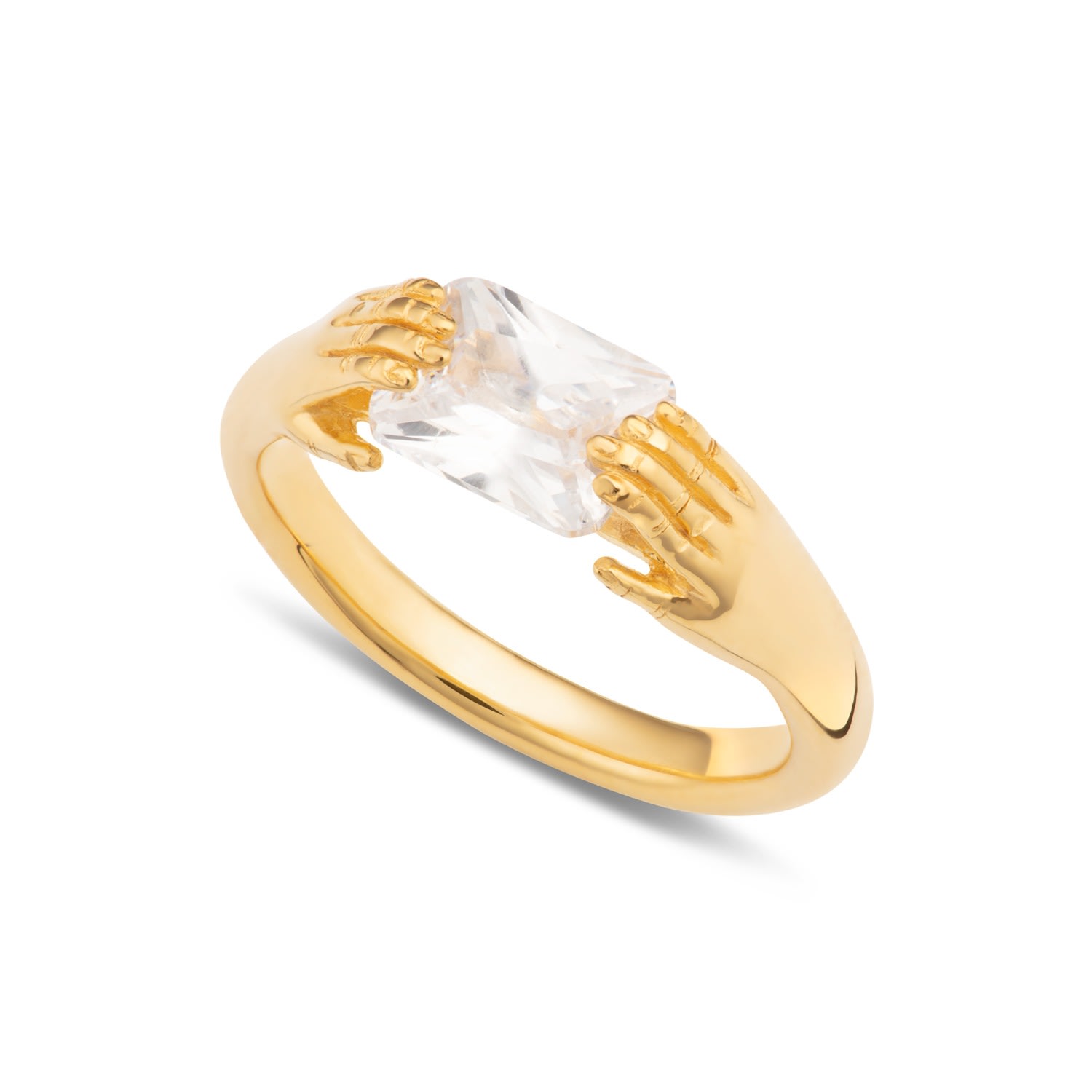 Women’s Gold Fede Ring With Clear Stone Scream Pretty