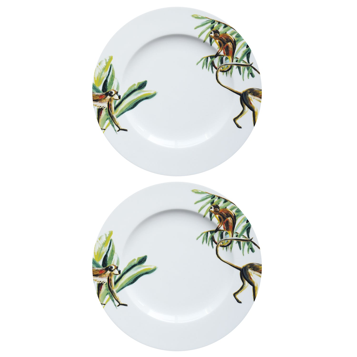 White Dinner Plates Jungle Stories Monkey Set Of Two Catchii