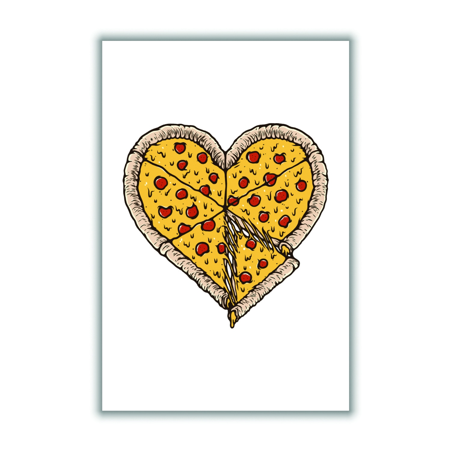 Yellow / Orange I Love Pizza A1 594 X 841Mm Stanley Print House