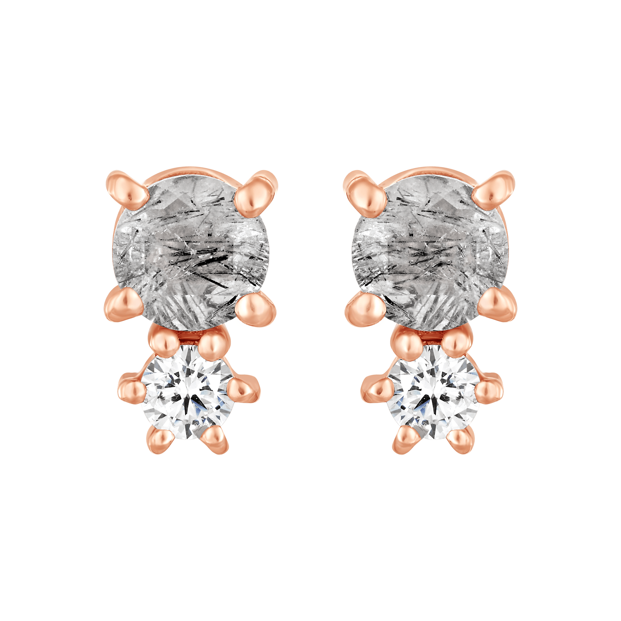 Women’s Rose Gold Rutilated Quartz & Topaz Doublet Studs La Kaiser