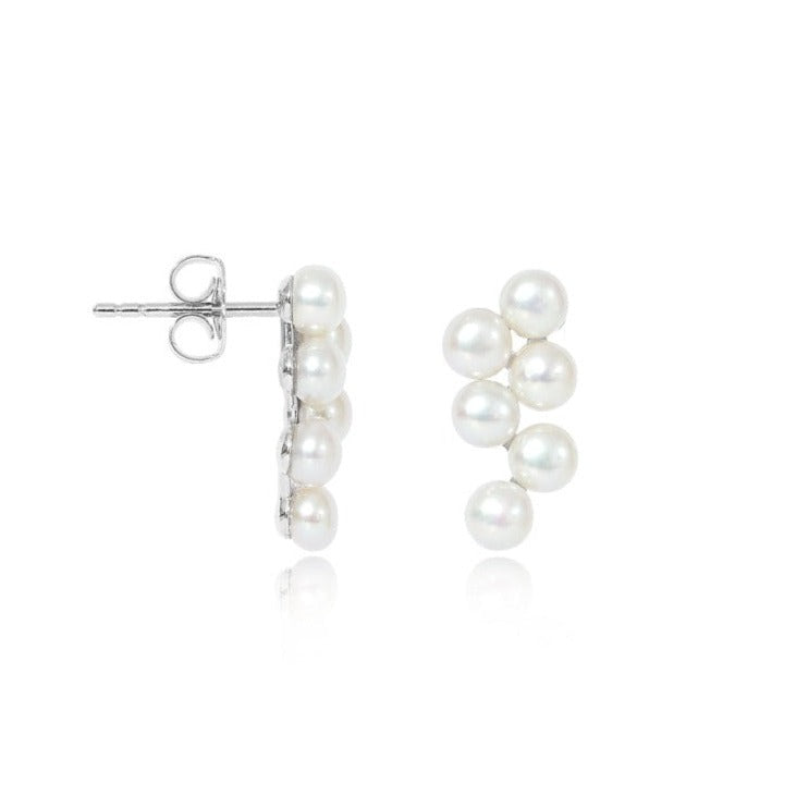 Women’s White Gratia Cultured Freshwater Pearl Wave Stud Earrings Pearls of the Orient Online