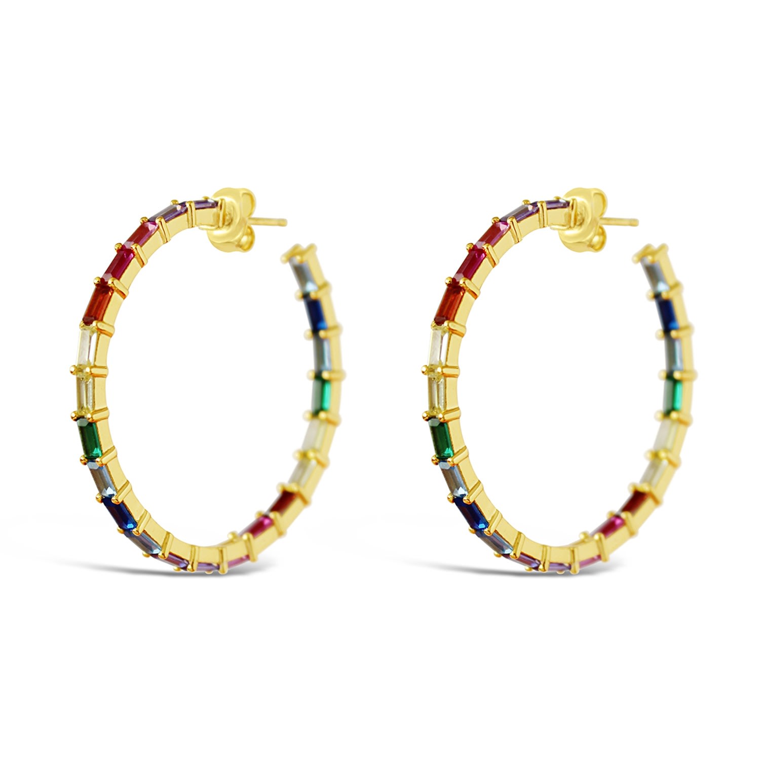 Women’s 18K Gold Gemstone Candy Hoop Earrings Lucky Eleven