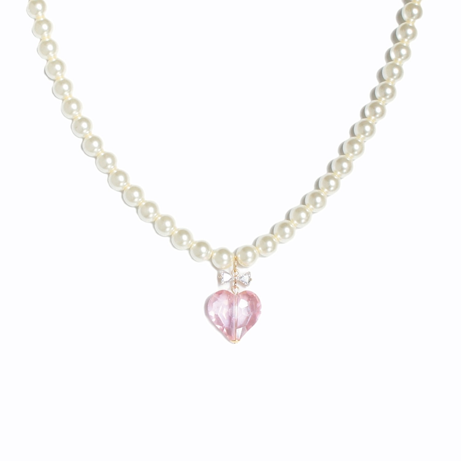 Women’s Pink / Purple Whisper Of Heart Pearl Necklace With Crystal Bow And Faceted Heart Pendant I’mmany London