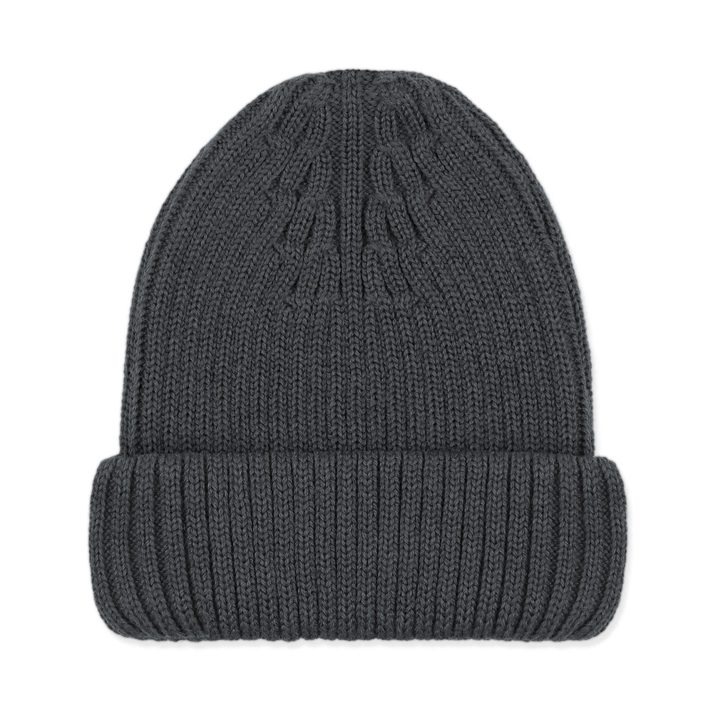 Women’s Grey Heavyweight Ribbed Extra Fine Merino Beanie - Charcoal Medium Paul James Knitwear