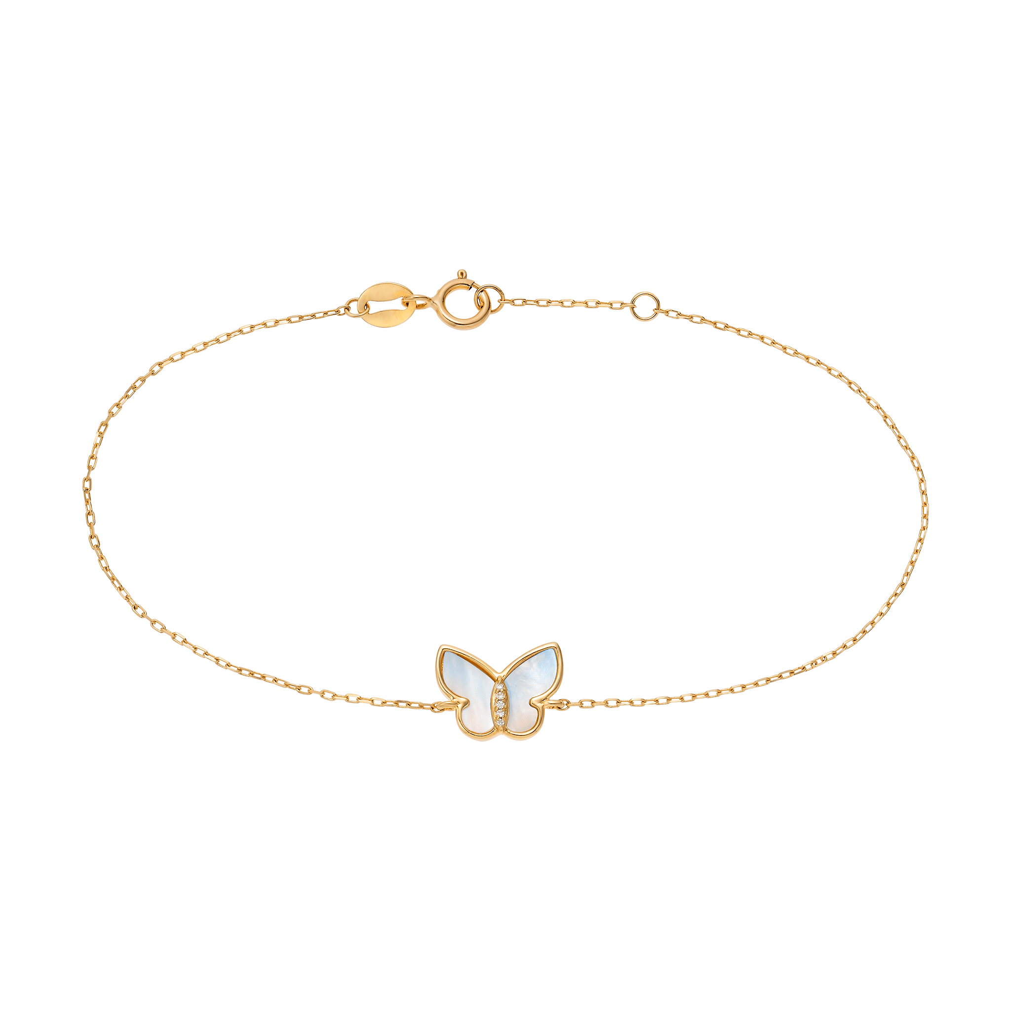 Women’s Solid Gold Mother Of Pearl Butterfly Bracelet La Kaiser