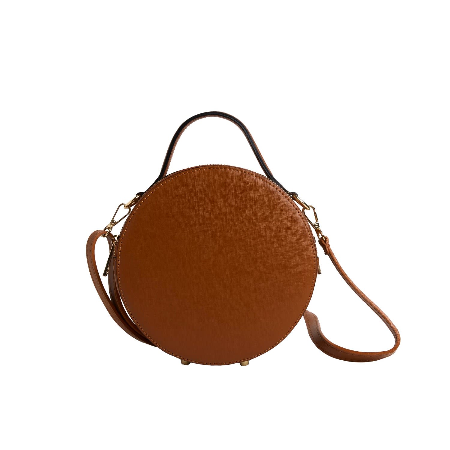 Women’s Brown Rome Round Circle Crossbody Bag In Tan With Green Stripe Strap One Size Betsy & Floss