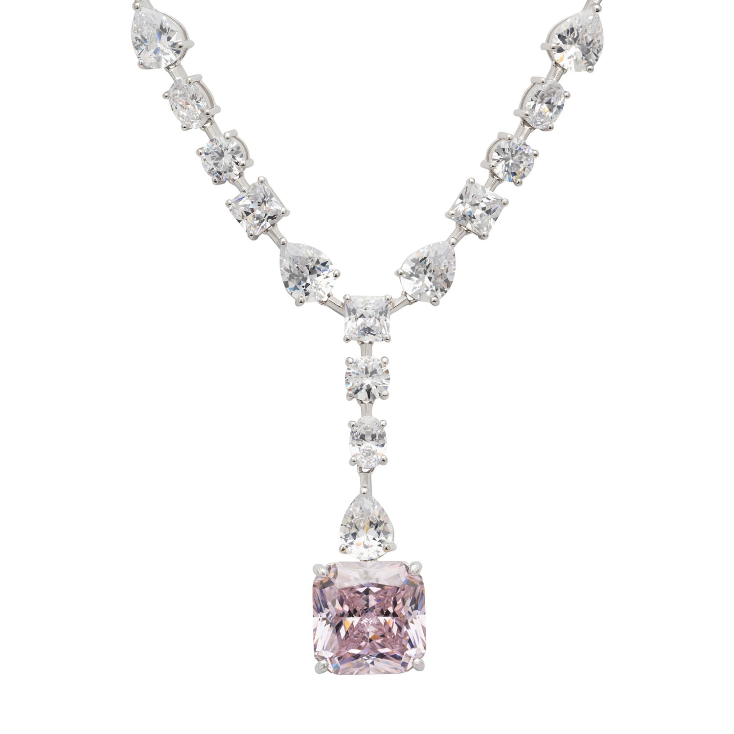 Women’s Silver / Pink / Purple Penelope Morganite Statement Necklace Silver Latelita
