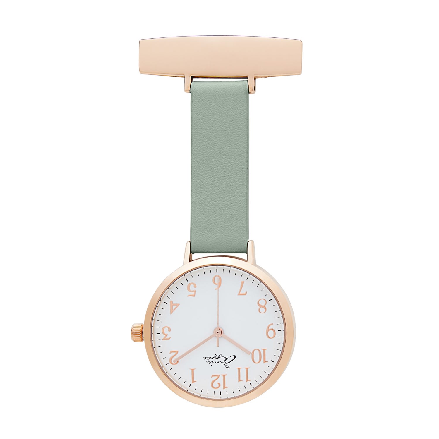 Women’s Rose Gold / Green Annie Apple Aurora White Rose Gold Sage Green Leather Nurse Fob Watch Bermuda Watch Company