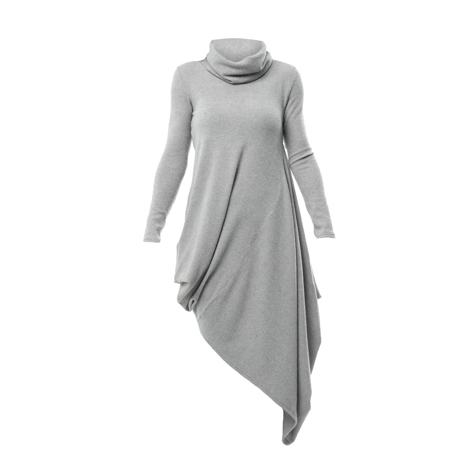 Women’s Asymmetric Turtleneck Dress In Grey Large Metamorphoza