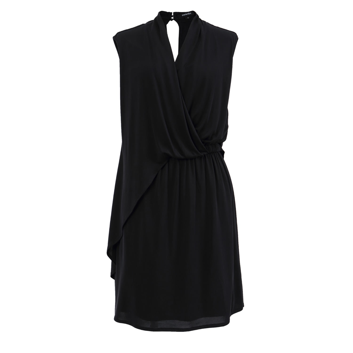 Women’s Drapy Asymmetrical Dress - Black Xxs Smart and Joy