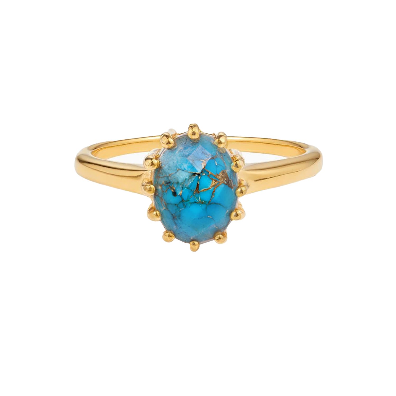 Women’s Gold / Blue Gold Copper Turquoise Ring With An Round Cut Venu J Collection