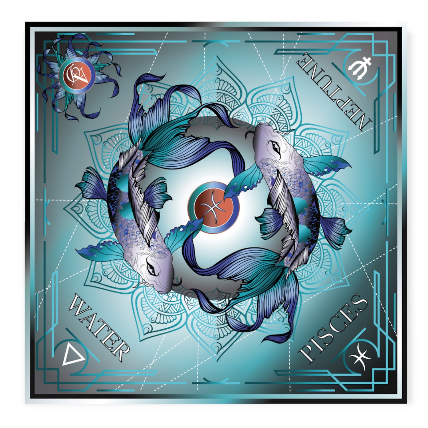 Women’s Blue Uoza Pisces Silk Satin Zodiac Scarf Alice Dean